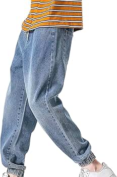 Men's Drawstring Waist Relaxed Fit Jeans Summer Elastic